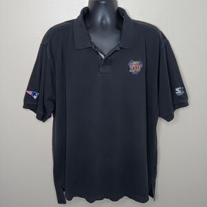 Vintage 90s Starter Super Bowl XXXI 31 Patriots XL NFL Polo Shirt 1997 Black
